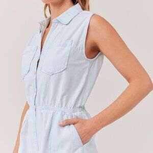 Pact Sleeveless Chambray Romper XL